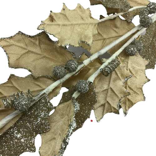 Champagne Glitter Leaf Spray