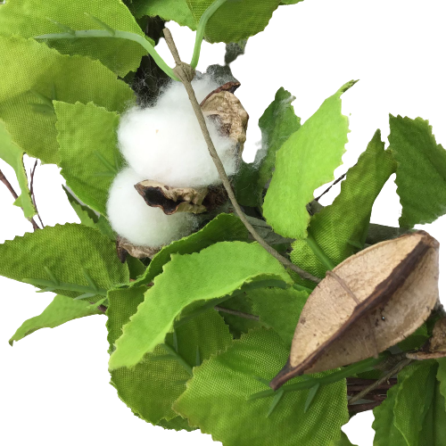 14 Inch By 12 Inch Cotton And Birch Leaf Small Wreath