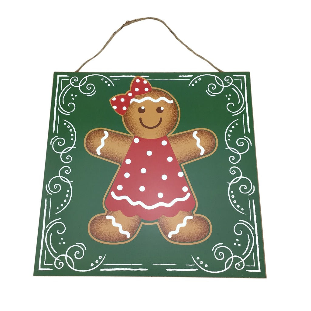 12 Inch Wooden Gingerbread Square Sign 2 Styles