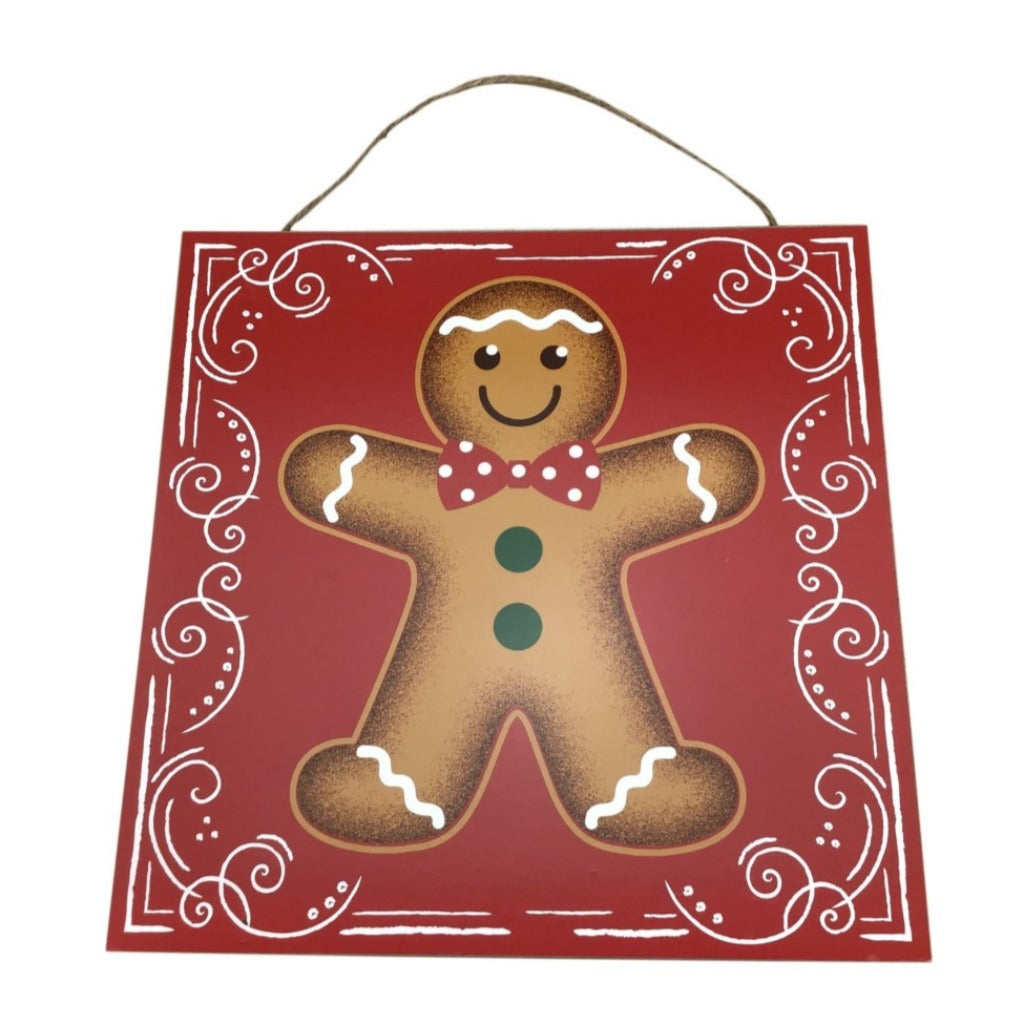 12 Inch Wooden Gingerbread Square Sign 2 Styles