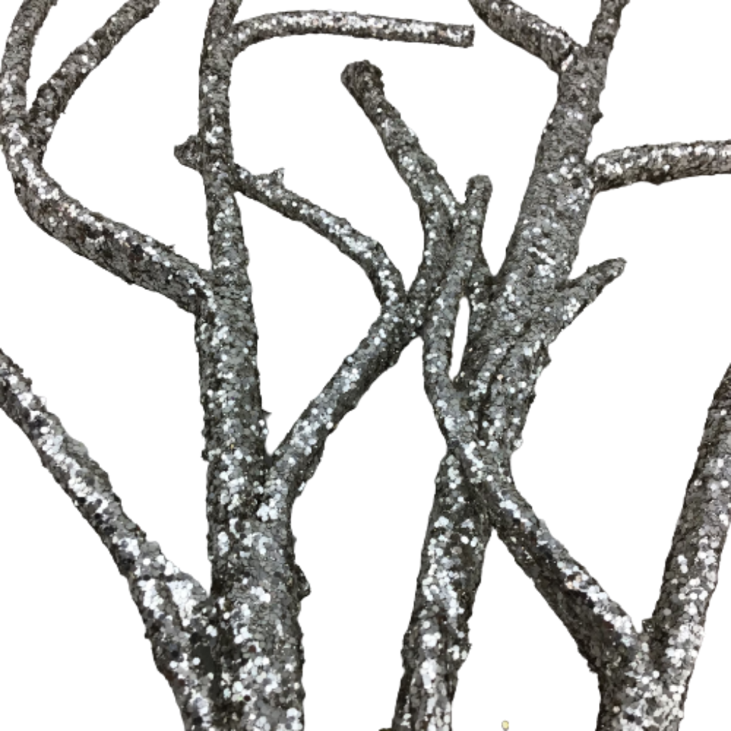 Platinum Glittered Branch Spray 30 Inch