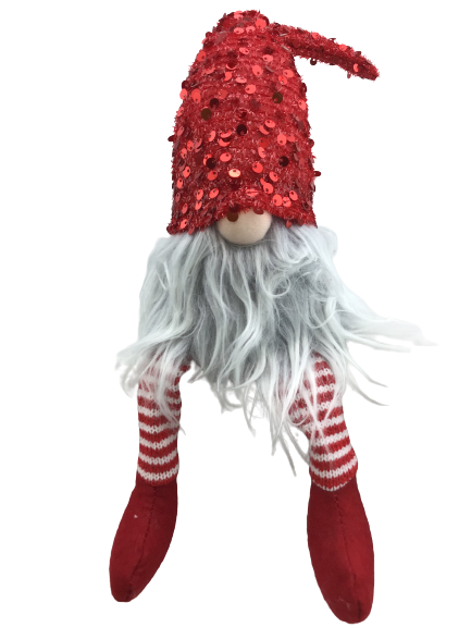 LED Gnome Sitter With Red Sequin Hat