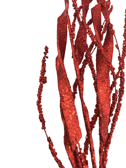 32 Inch Red Glitter Curly Spray