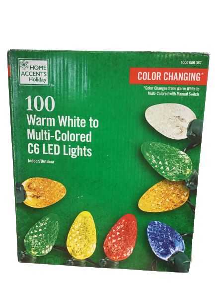 Home Accents Holiday 100 Warm White To Multi-Colored C6 LED Lights (Open Box)