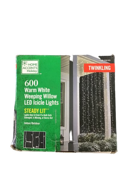 Home Accents Holiday 600 Warm White Weeping Willow LED Icicle Lights Open Box
