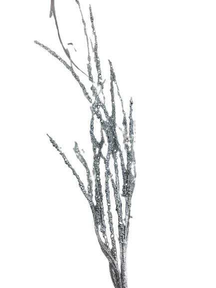 35 Inch Silver Glitter Berry Spray