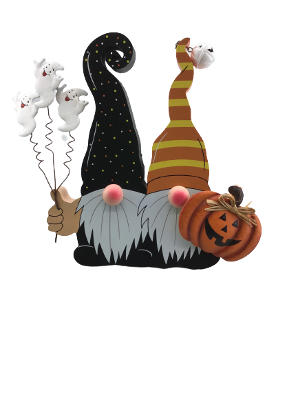 Wood Halloween Gnome Ghosts And Jackolantern