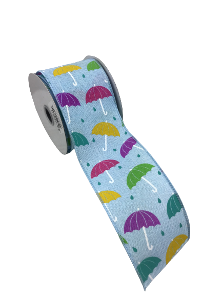 2.5 Inch Multicolored Umbrellas Ribbon