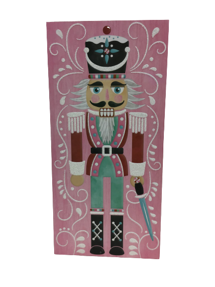 12.5 Inches Tall Glitter Pink Nutcracker Sign