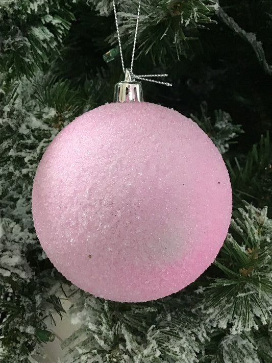 Light Pink 4 Inch Sugar Frosted Ornament Ball