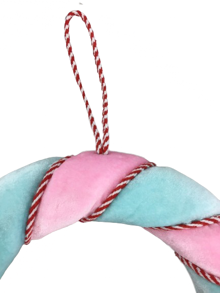 13 Inch Pink Blue Wreath With Striped Roping