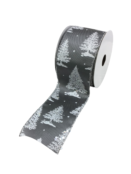 2.5 Inch Silver with White Tree Ribbon