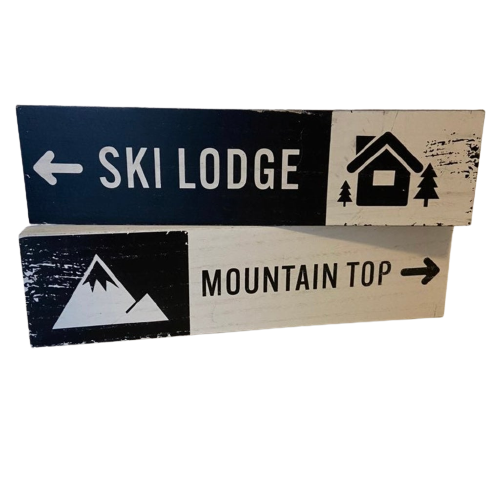Tabletop Sign Ski Lodge or Mountain Top