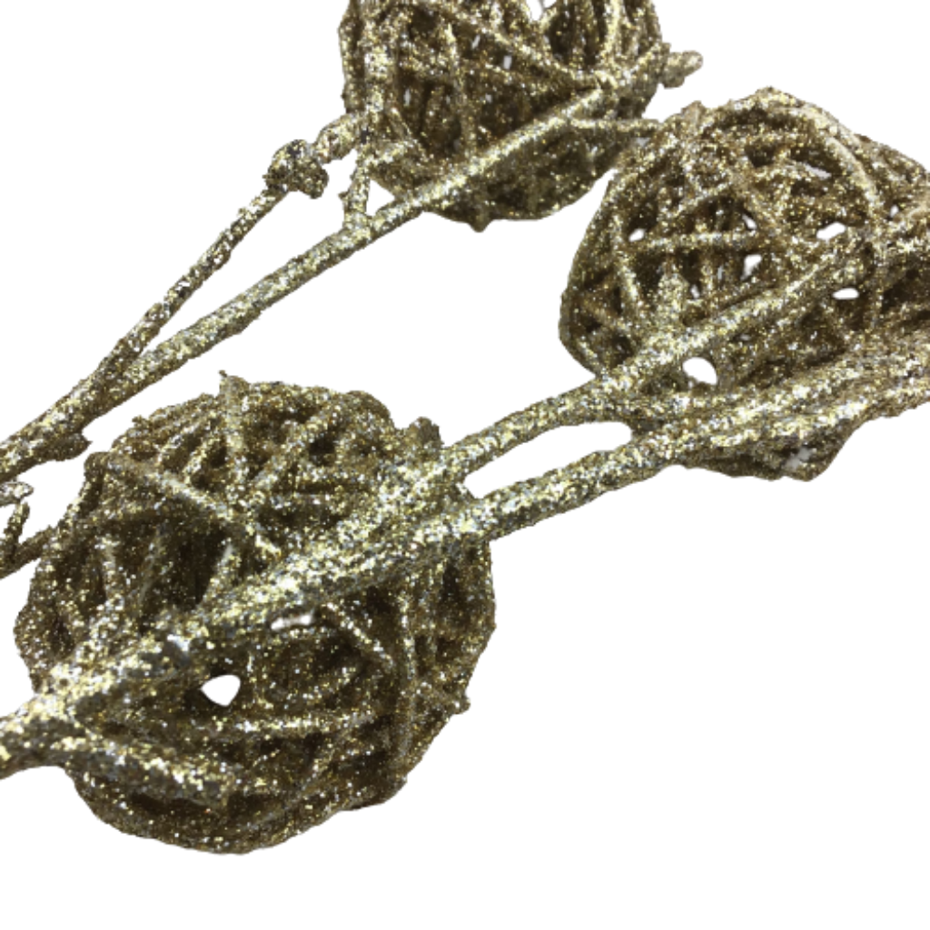 38.5 Inch Platinum Gold Rattan Ball Spray