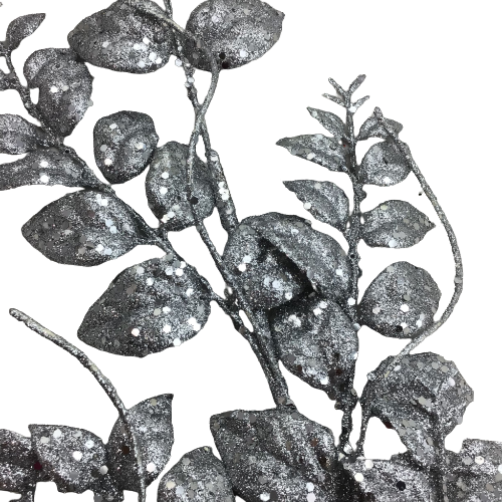35 Inch Silver Glittered Mica Later Fern Spray