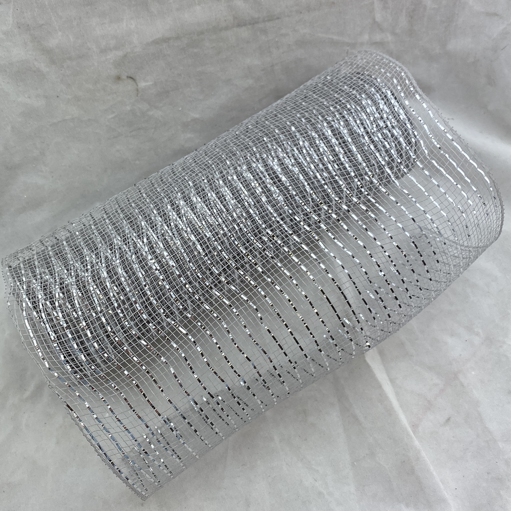 10 Inch by 10 Yard Silver Metallic Mesh