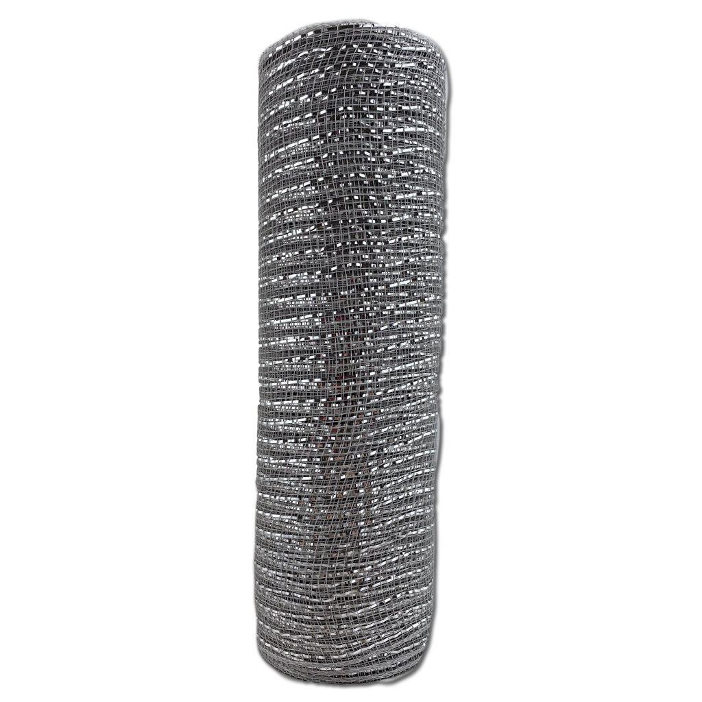 10 Inch by 10 Yard Silver Metallic Mesh