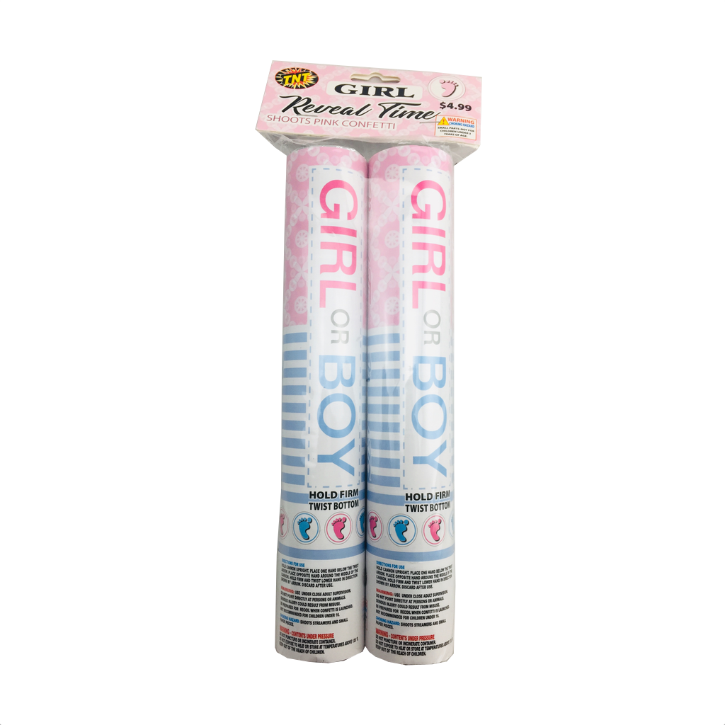 TNT "Girl" Gender Reveal Confetti Poppers