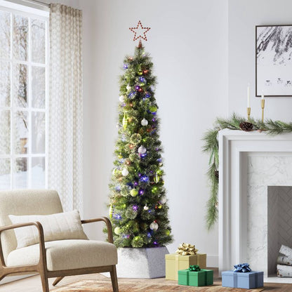 6.5 Foot Wondershop Slim Virginia Pine LED Pre-Lit Tree *OPEN BOX*