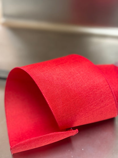 4 Inch By 10 Yard Red Royal Burlap Ribbon