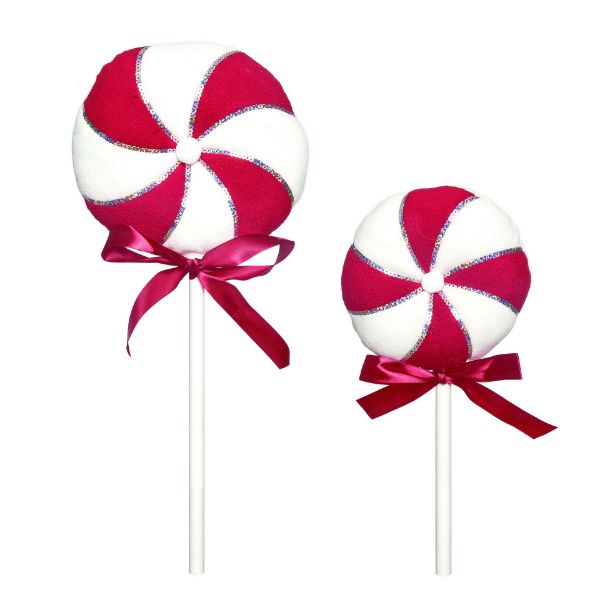 Fabric Holiday Peppermint Lollipop Stick Decor Two Sizes Large Size