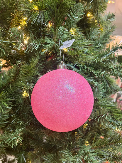 6 Inch Light Pink Glitter Iridescent Ornament Ball