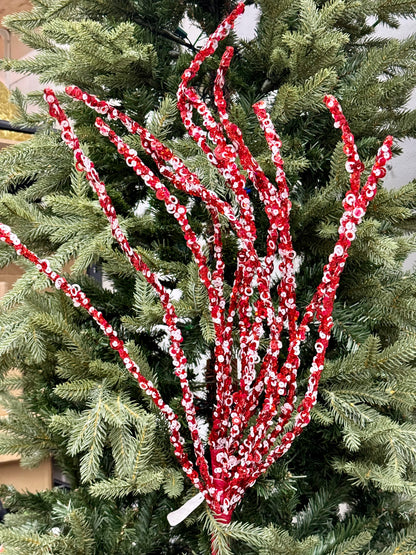 29 Inch Red And White Sequin Curly Spray