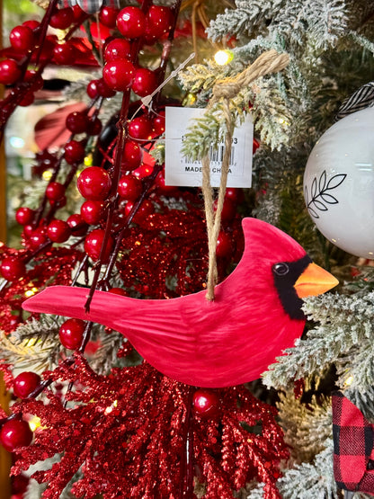 5.5 Inch Red Double Sided Metal Cardinal Ornament