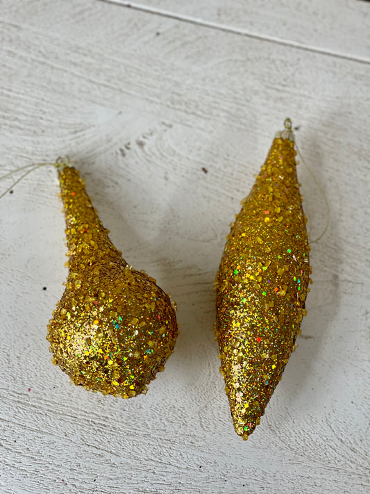 Gold Glitter Beaded Ornament Two Styles