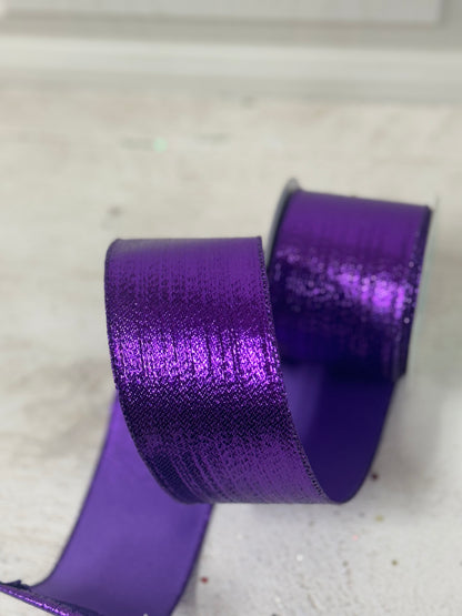 2.5 Inch By 10 Yard Purple Metallic Ribbon