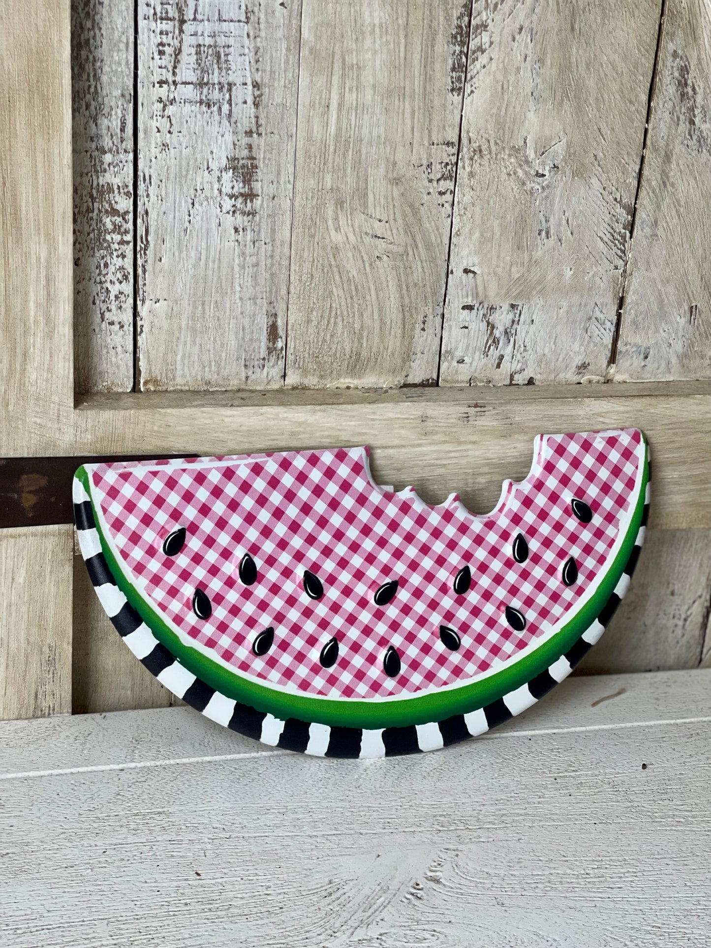 Metal Emboss Gingham Watermelon Sign