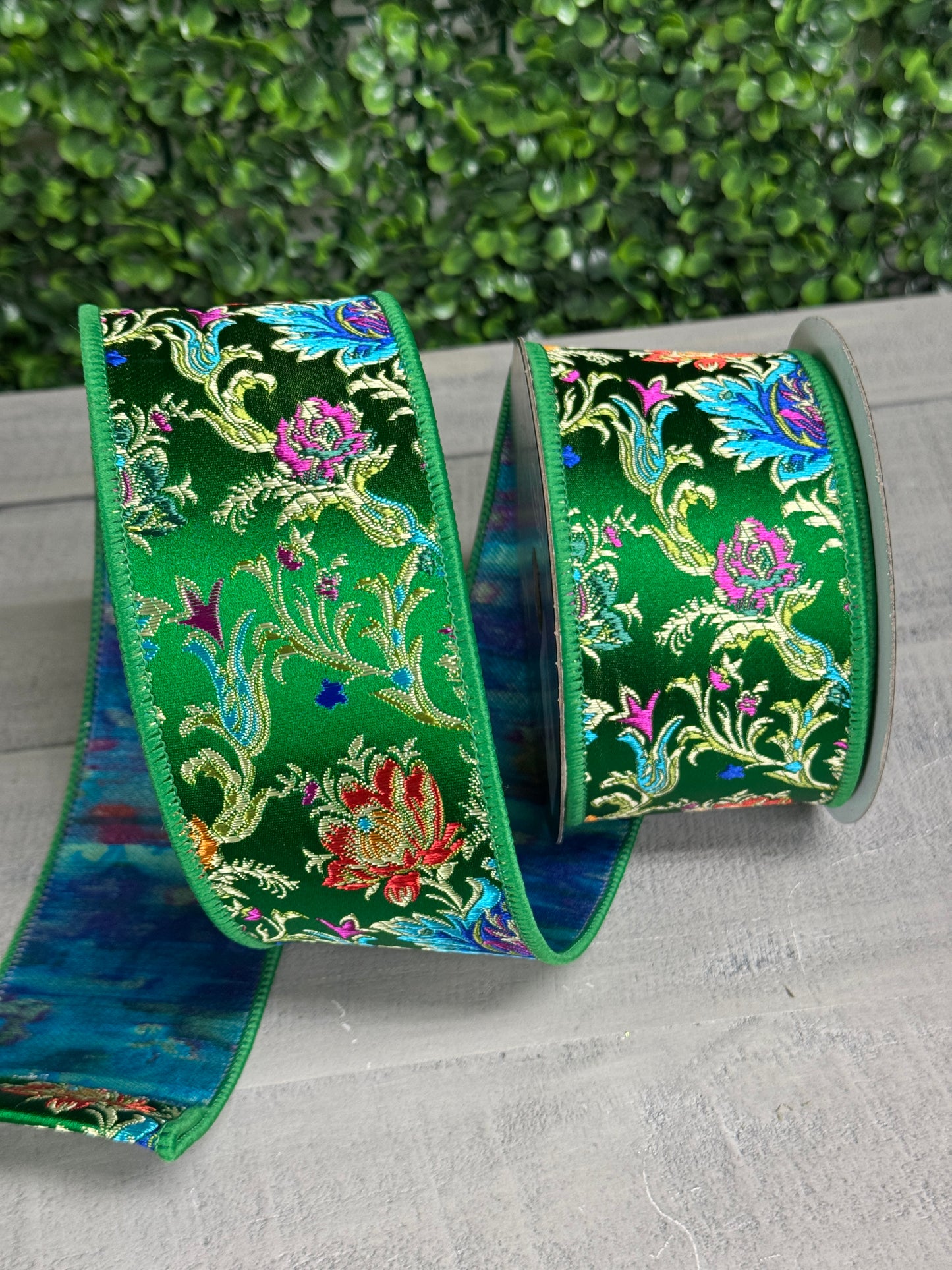 Farrisilk 2.5 Inch By 5 Yard Emerald Enchanted Garden Ribbon