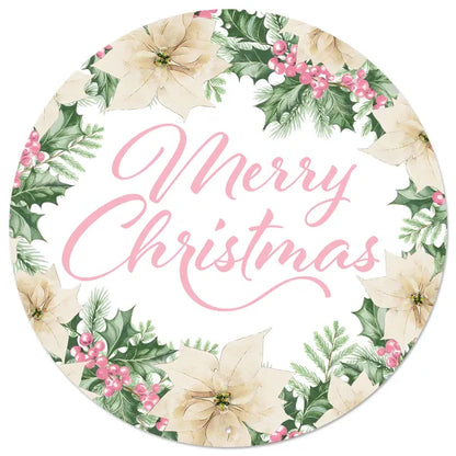 12 Inch Pink And Sage Merry Christmas With Holly Sign
