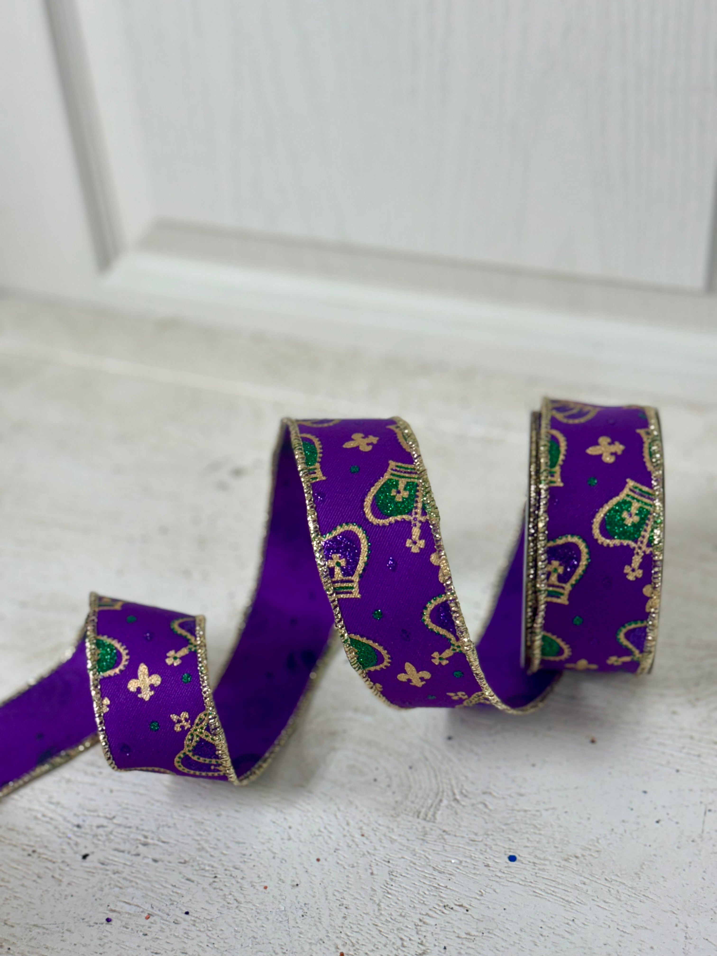 1.5 Inch By 10 Yard Purple Mardi Gras Crowns Ribbon – TMIGifts