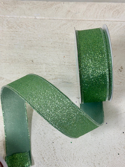1.5 Inch By 10 Yard Sage Green Shimmer Glitter Ribbon