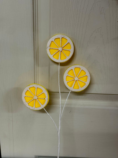 16 Inch Yellow And White Lemon Slice Spray