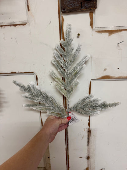 25 Inch Flocked Snow Glitter Norfolk Pine Spray