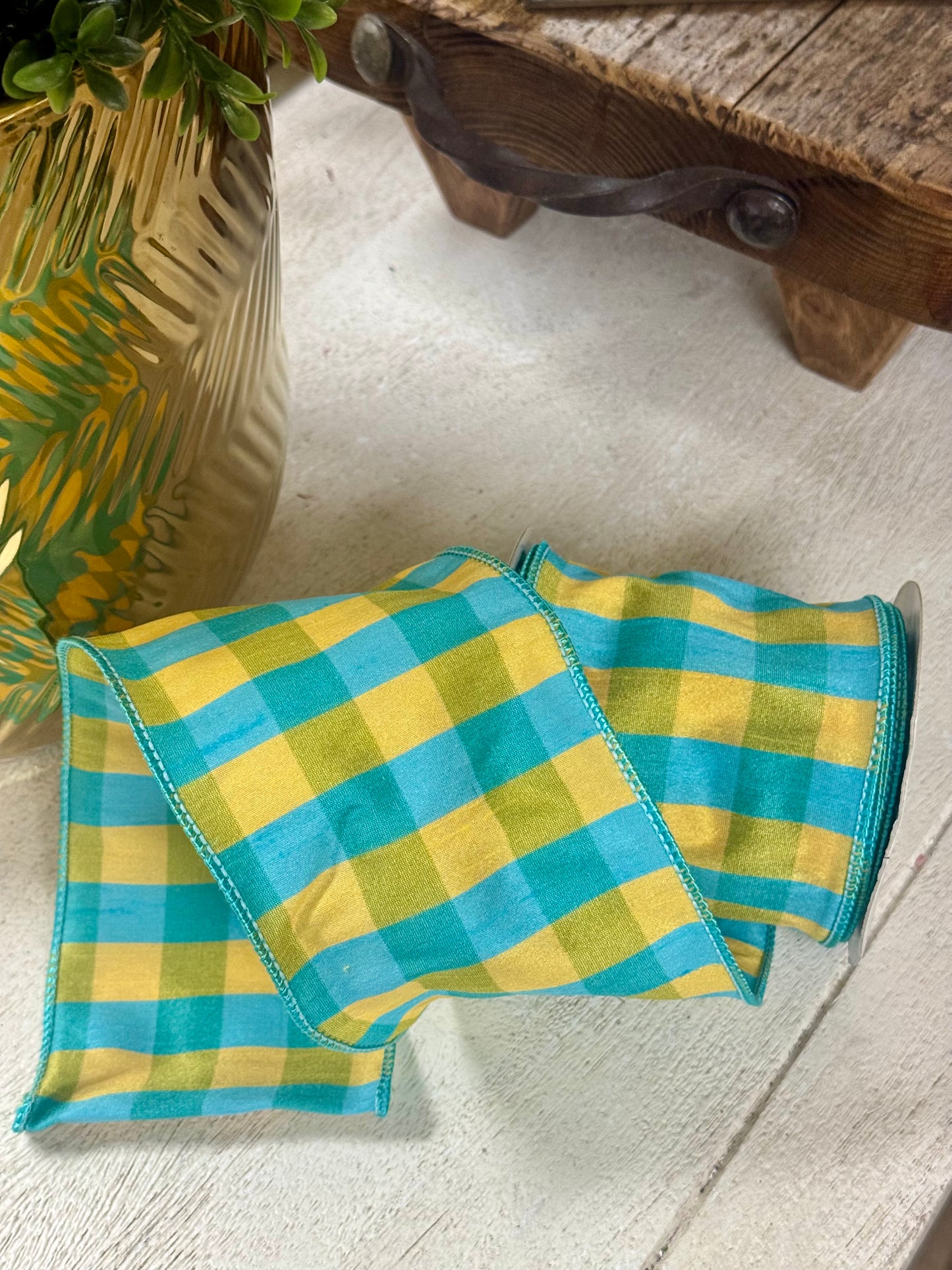 4 Inch By 10 Yard Sunshine Plaid Dupioni Ribbon