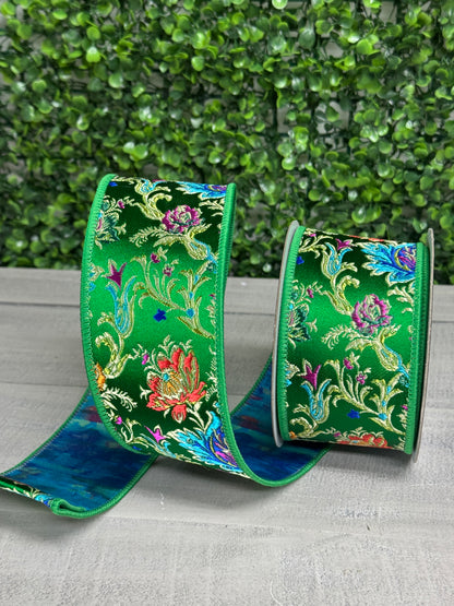 Farrisilk 2.5 Inch By 5 Yard Emerald Enchanted Garden Ribbon