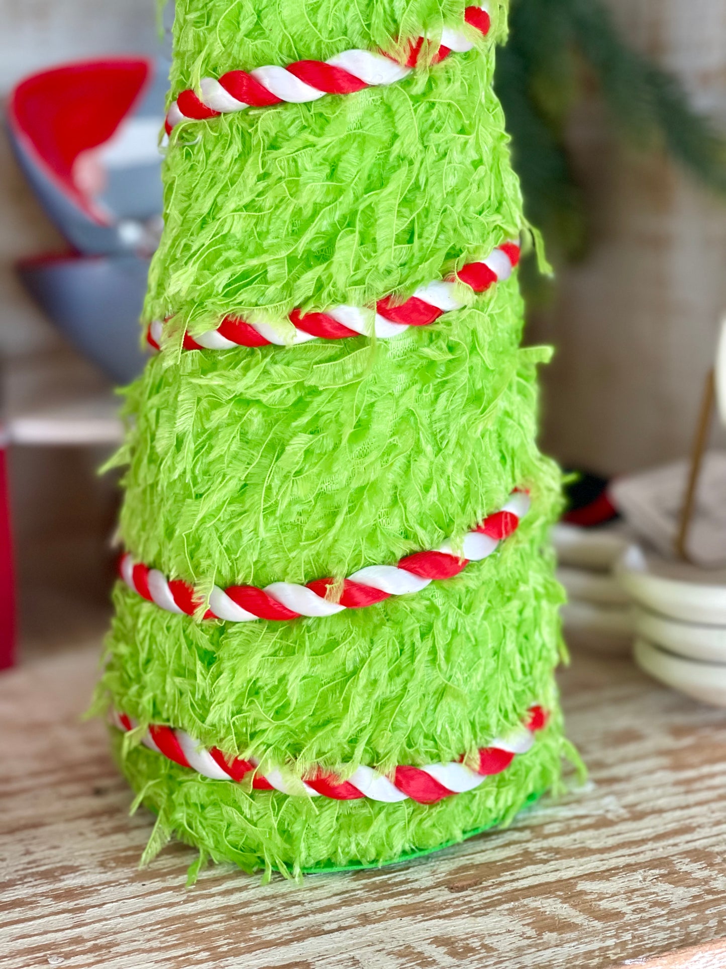 21 Inches Long Lime Green Furry Tree With Star