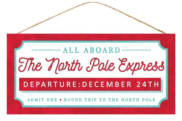 12.5 Inch The North Pole Express Wood Sign
