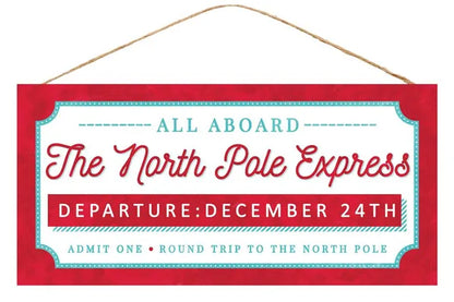 12.5 Inch The North Pole Express Wood Sign