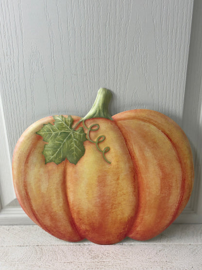 12 Inch Orange Metal Pumpkin Sign