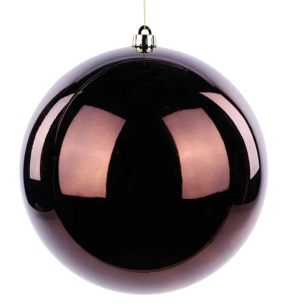 10 Inch Shiny Chocolate Brown Smooth Ball Ornament