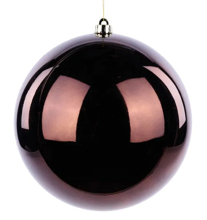 10 Inch Shiny Chocolate Brown Smooth Ball Ornament