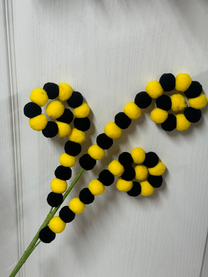 27 Inch Black And Yellow Pom Pom Coil Spray