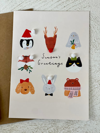 Minted Animal Greetings Christmas Card
