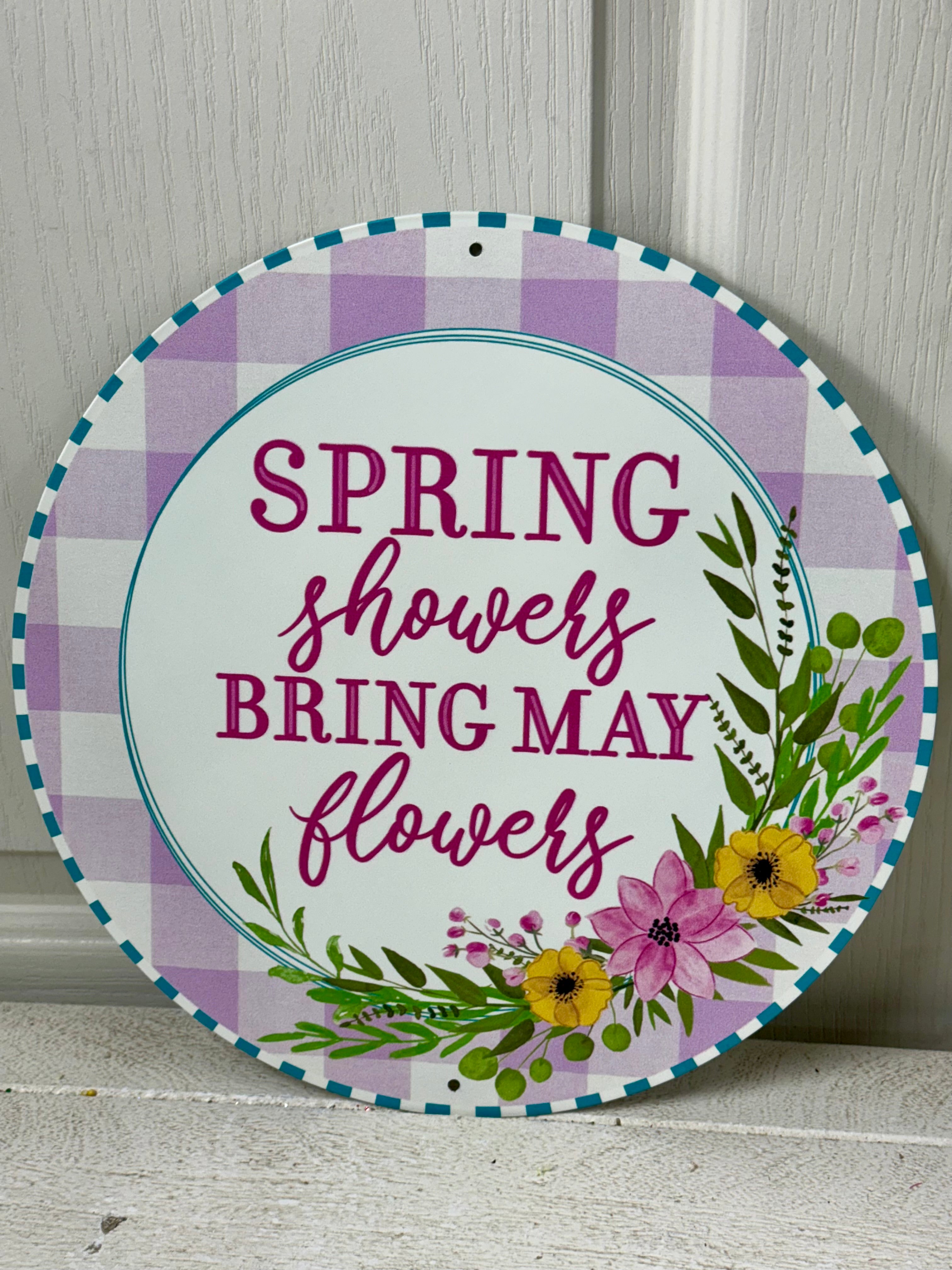 12 Inch Metal Spring Showers May Flowers Sign – TMIGifts