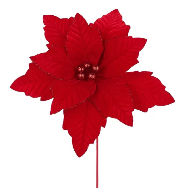 12.5 Inch Red Velvet Poinsettia