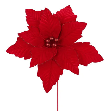 12.5 Inch Red Velvet Poinsettia